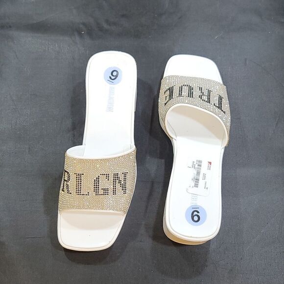 BRAND NEW TRUE RELIGION EMBELLISHMENTS BLOCK HEEL MULE OPEN GLITTER SANDAL - Picture 6 of 13